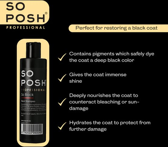 So Posh - So Black - Honden Shampoo - Donkere Vachten - Zonder Bleekmiddelen - Parabenen En Siliconen Vrij - 250ML - Afbeelding 6