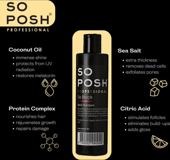 So Posh - So Black - Honden Shampoo - Donkere Vachten - Zonder Bleekmiddelen - Parabenen En Siliconen Vrij - 250ML - Afbeelding 2