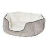MidWest Deluxe Hondenmand in taupe met pluche stof, verhoogde randen en antislip onderkant. Perfect voor kleine en middelgrote honden.