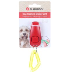 Flamingo Xoë hondenfluit en clicker rood met polskoord